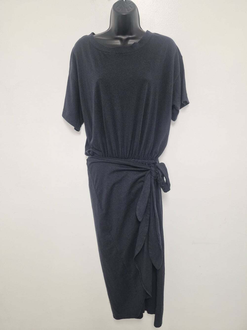 Free People Beach Leila Wrap Black Midi Dress sz M OB1259175